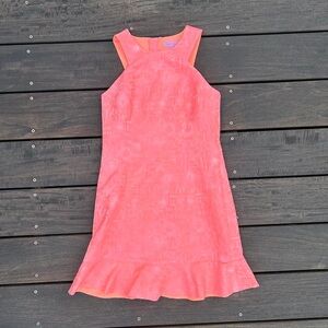 Pink Peach Lilly Pulitzer Word on the Street Liana Jacquard Sheath Dress